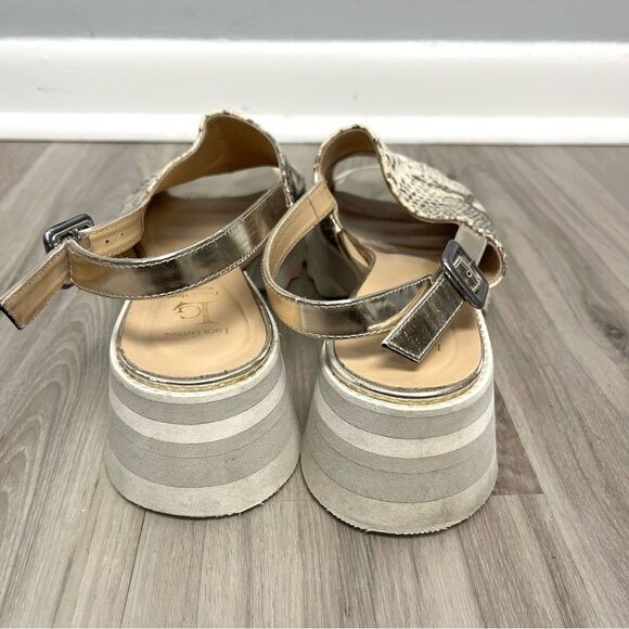 Luca Grossi Sandals Women’s 40 Beige, Silver and White Snake Print Platform - Picture 4 of 6